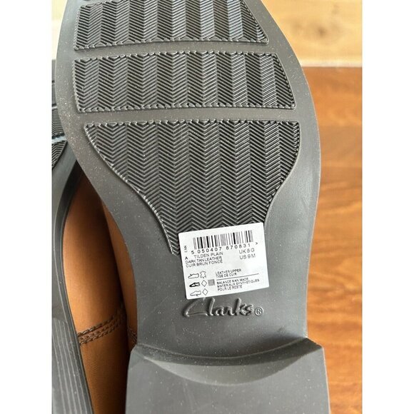 Clarks Men's Tilden Plain Oxford Dark Tan Lace Up Dress Shoe NEW US size 9 W - Picture 9 of 10